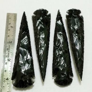 4 Inch Black Obsidian Gemstone Arrowheads