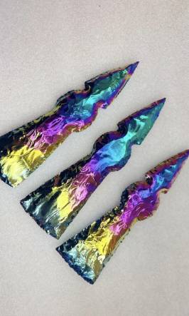 7 inch Titanium Aura Quartz tomahawk arrowhead handcrafted 7 inch Titanium Aura Quartz tomahawk arrowhead handcrafted