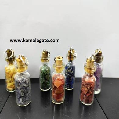 Crystal 7 Chakra Healing Stone Polished Chips in Mini glass Bottles Chakra 7-pcs set 