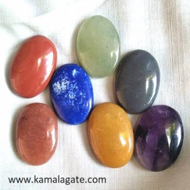 Natural Gemstone Seven Chakra Crystal Oval shape stone set