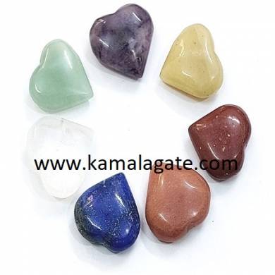 7 Chakra Small Puffy Hearts Stone