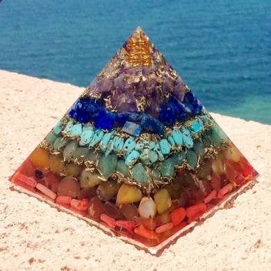 7 Chakra Layered Orgonite Pyramid