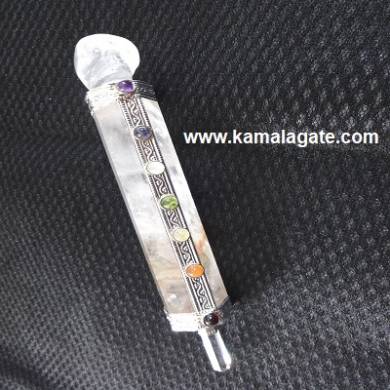 7Chakra Crystal Quartz Healing Wands With Crystal Skull