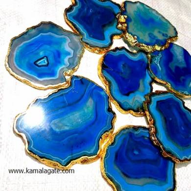 3´´ Blue Agate Electroplated Coasters Wholesale