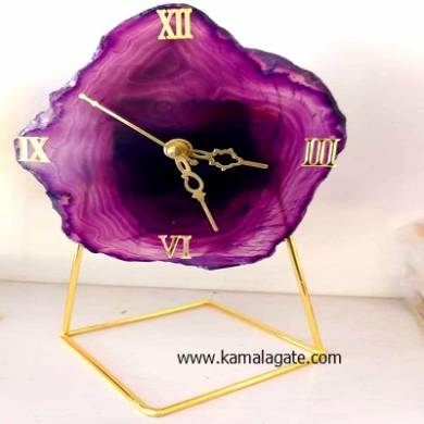 Purple Agate Coaster Clock For table decoration