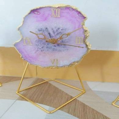 Pink Agate Coaster Decorative Clock