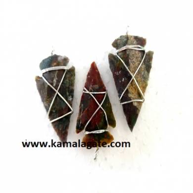 Agate Wire Wrap Arrowheads Pendent