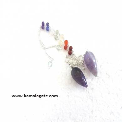 Amethyst Drop Pendulums With Chakra Chain