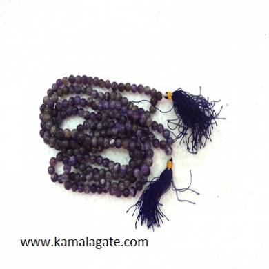 Amethyst 8mm Beads Jap Mala With Silver Charms