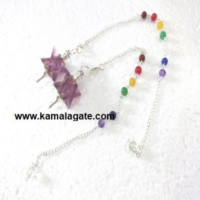 Amethyst Merkaba Star Pendulum With 7Chakra Chain