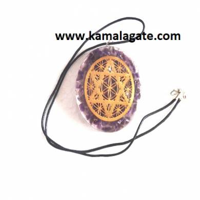 Amethyst Orgone Pendant with Pentagram Star Symbol