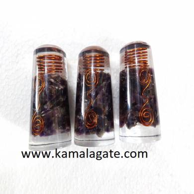 Amethyst Orgone Smooth Massage Wands With Copper Wire