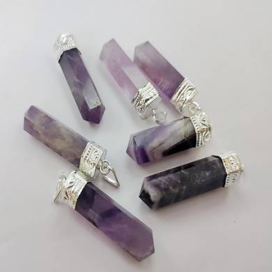 Amethyst Gemstone Silver Cab Pendant