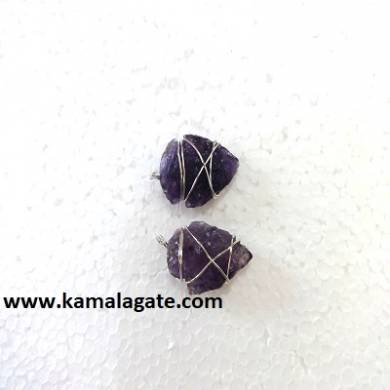 Amethyst Wire Wrap Arrowheads Pendent