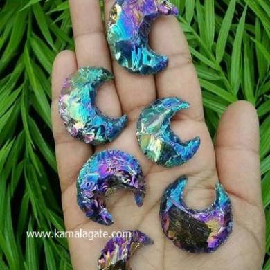 Angel Aura Rainbow Glass Crystal Arrowheads moon Shape Crystals