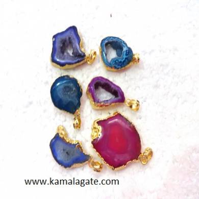 Assorted Slice Gemstone Pendent With Electroplating 