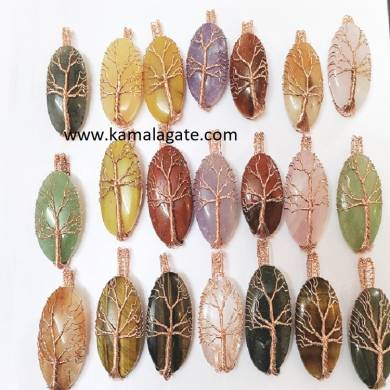  Assorted Tree Of Life Copper Wire Wrap Pendant