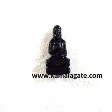 Bhuddha Sculpture Black Agate Gemstone