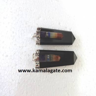 Black Agate Chakra Bonded with Flat Pendents