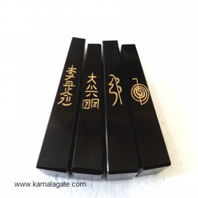 Black Agate Engraved Reiki Tower