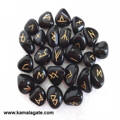 Black Agate Rune Set