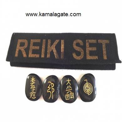 Black Jasper  Reiki Sets With Valvet Purse