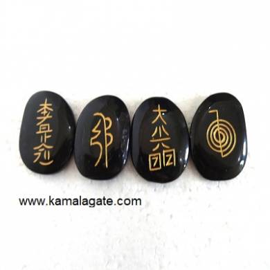 Black Jasper Reiki Engraved Sets