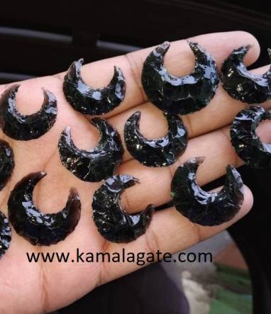 Black Obsidean Crescent Moon Shape