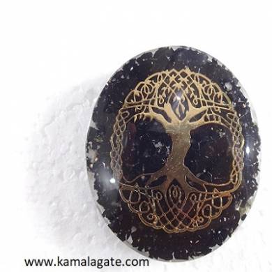 Black Tourmaline Orgone Dome With Tree Of Life Symbol