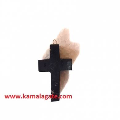 Black Turmoline Gemstone Cross Pendant