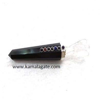 Black Turmoline Healing Wand With Crystal Angels