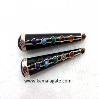 Black Jasper Seven Chakra Feceted Healing Wands