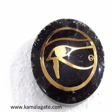 Black tourmaline orgone dome with eye of horus symbol