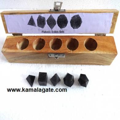 Blue Aventurine Five Pieces Geometry Sets With Wooden Box