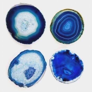 Blue Agate Coaster Slices with Plain Edges 3-4 inch