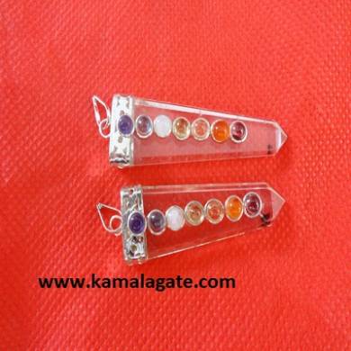 Chakra Clear Crystal Quartz  Flats Pendents