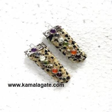 Chakra Dalmation Jasper Flats Pendents