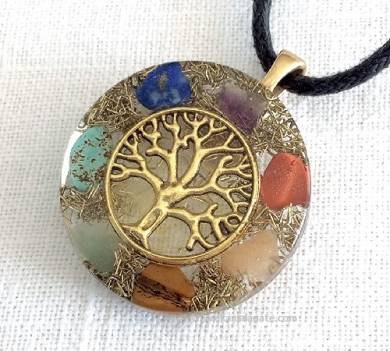 7 Chakra Orgonite Pendant with Tree of life