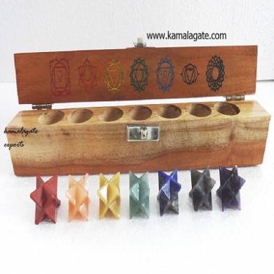 Gemstone Merkaba Seven Chakra Set With Wooden Box