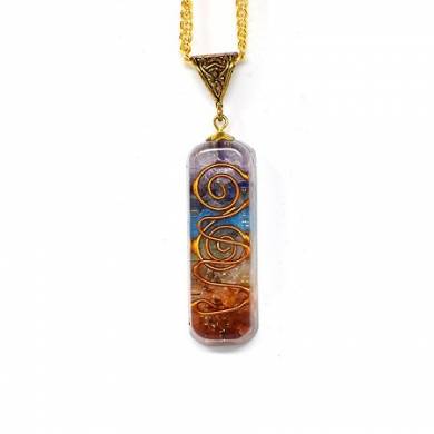 7 Chakra Orgonite Pendant with Copper Coil Energy generator