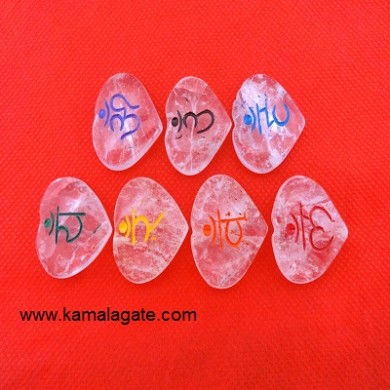 Crystal Quartz Colorful Heart Sanskrit Words Sets