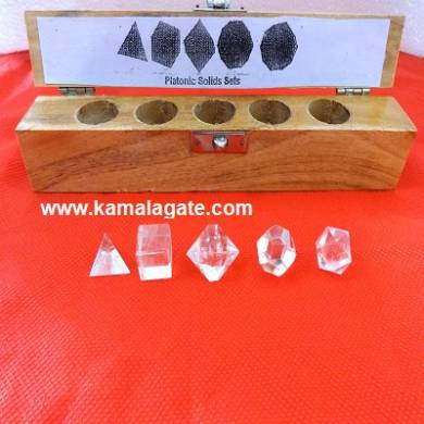 Crystal Quartz Five Pieces Geometry Sets With Wooden Box