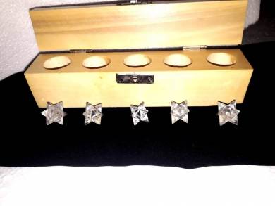 Crystal Quartz Merkaba Star Five Pcs Geometry Sets With Wooden Box