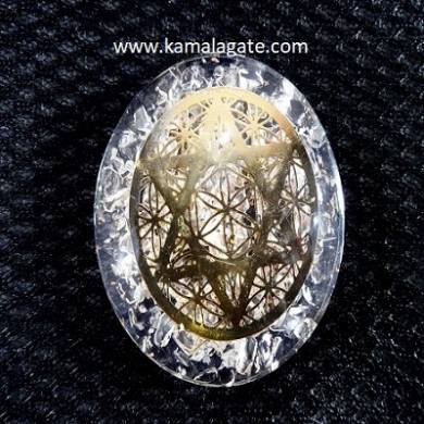 Crystal Quartz Orgone Dome With Pentagram Star Symbol