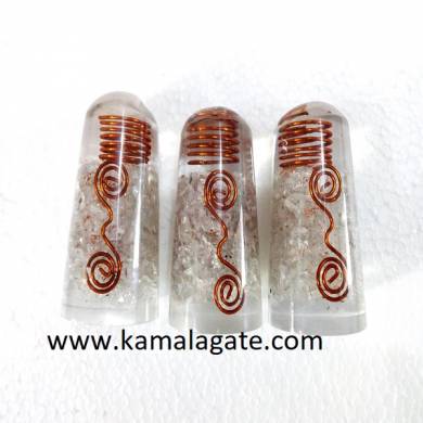 Crystal Quartz Orgone Smooth Massage Wands With Copper Wire