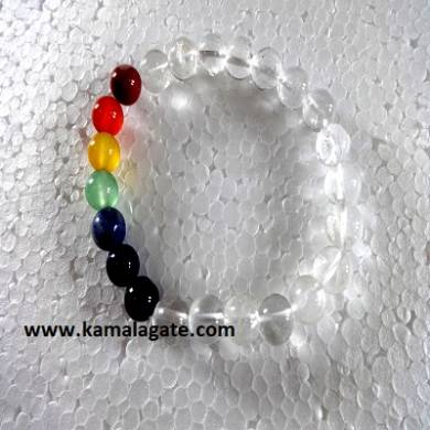 Crystal Quartz Plain Elastic Chakra Bracelets