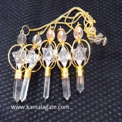 Crystal Quartz Markaba Spinning Pendulums( GOLDEN)