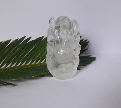 Crystal Quartz Gemstone Carved Ganesha