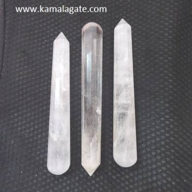 Crystal Quartz Faceted massage wands 