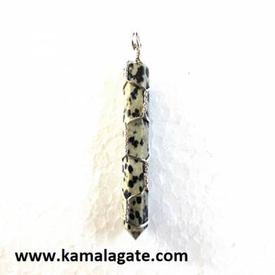 Dalmation Jasper Single Point Wire Wrap Pendants (Silver)